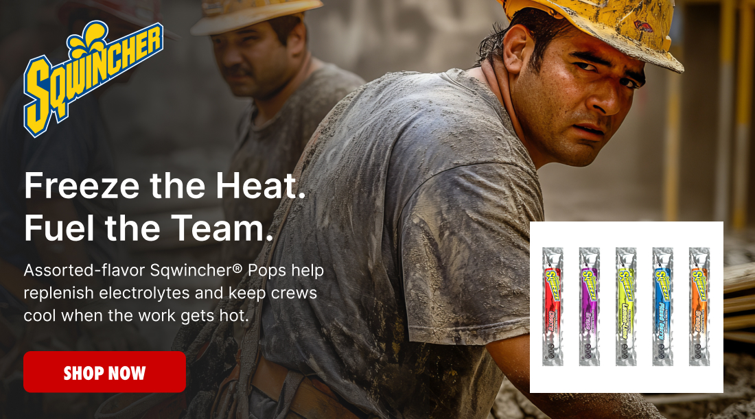 Sqwincher. Freeze the heat. Fuel the team. Assorted-flavor Sqwincher® Pops help replenish electrolytes and keep crews cool when the work gets hot. Click here to shop now!